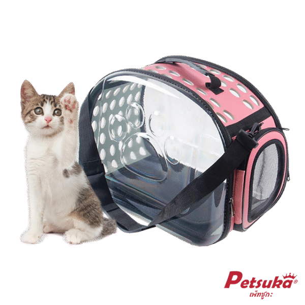 Breathable Transparent Carrier Bag Dog Cat Petsuka Pink Size S