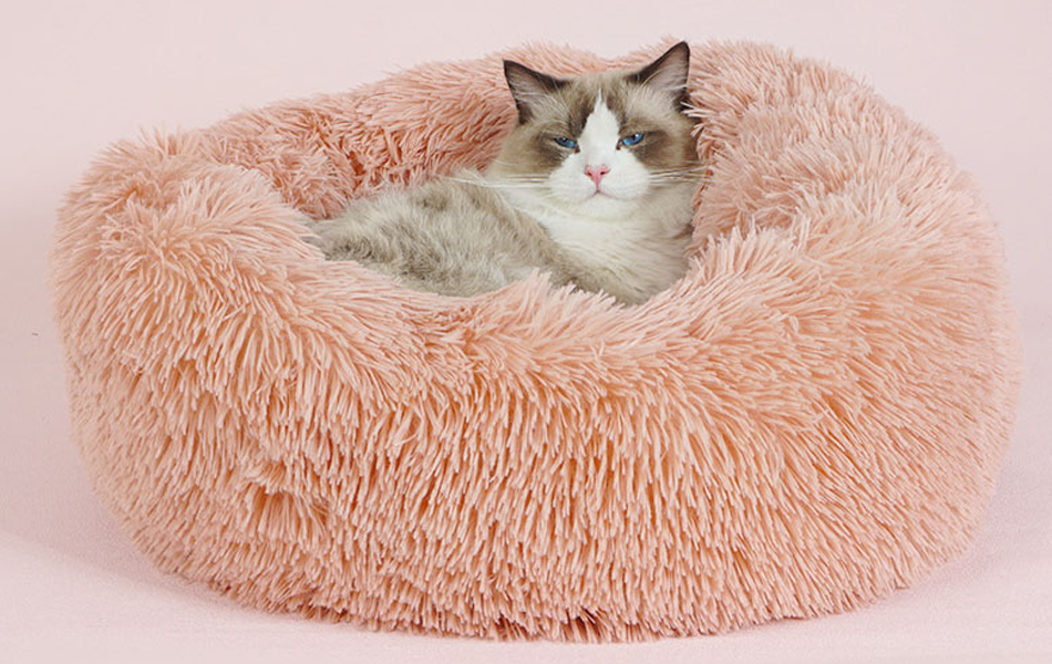 ที่นอนขนนุ่มโดนัท Petsuka สำหรับสัตว์เลี้ยง สีชมพู 60 cm